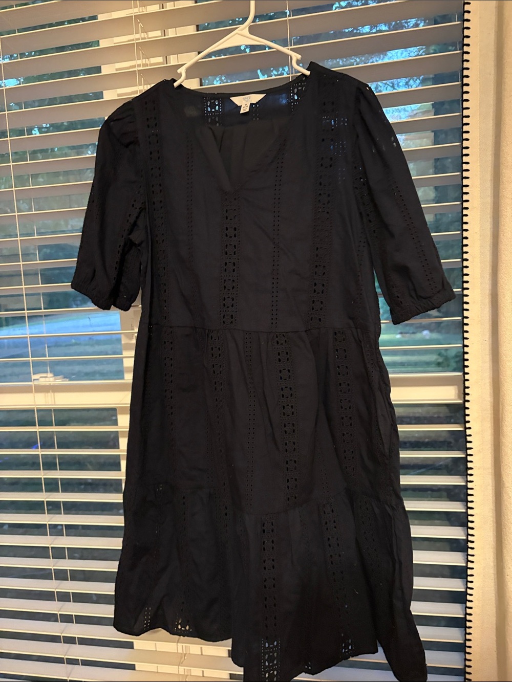 Time and Tru navy Eyelet Tiered Midi Dress